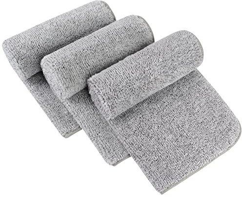 SINLAND 3er Pack Mikrofaser Handtuch Badezimmer Super Soft Makeup Entferner Tuch Saugfähig Waschlappen Reisehandtuch für Spa Sport Fitness 40cm x 80cm Hellgrau