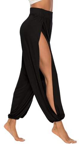 AvaCostume High Slit Harem Pants Women Hippie Harem Pants Trousers Black M