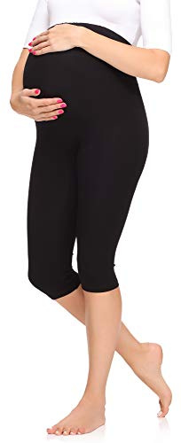 Merry Style Damen 3/4 Umstandsleggings aus Viskose MS10-298 (Schwarz, L)