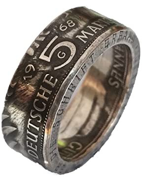 Münzring 5 Mark 1968 Gutenberg Karlsruhe Silber 625er Größe 54 bis 68