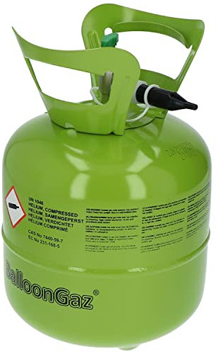 Folat 25204 BalloonGaz® Helium | Ballongasflasche mit Füllventil für bis zu 20 Latexballons Ø 23 cm | Ideal für Geburtstag, Party, Hochzeit, Folien Luftballons | Einweg Gasflasche recyclebarem Metall