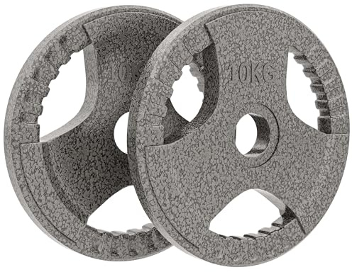 HOMCOM Set of 2 Cast Iron Weight Plates for 2 inch/5cm Hole Dumbbell Handle Bar, 20kg Dumbbell Plates Barbell Weight 2 x 10kg