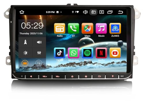 Erisin Android 14 8-Core 4GB RAM+ 64GB ROM 9 Pulgadas GPS Navegación Estéreo de Automóvil para VW Passat B6 Golf V Vi Touran Seat Tiguan Jetta T5 Apoyo CarPlay DSP Bluetooth 5.0 FM WiFi Dab+ OBD2
