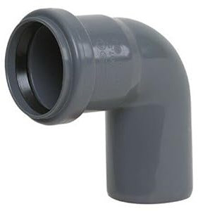 Grey Push Fit Conversion Bend - 50mm / 90° Degree - Waste Pipe / Tube Elbow / Polypropylene Plastic Waste Pipe