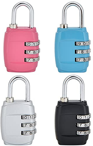 4PCS 3 Digit Combination Lock - Resettable Code Security Padlock for Luggage, Suitcase, Gym Locker - Outdoor Waterproof Small Number Lock