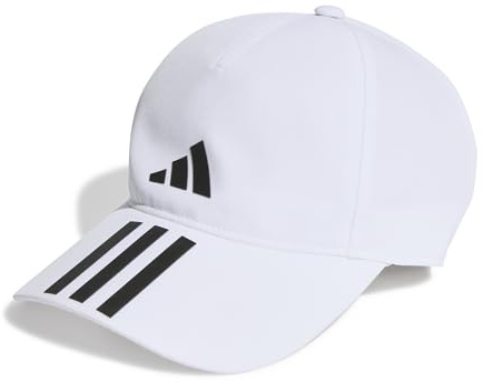 Adidas Unisex 3-Stripes AEROREADY Running Training Baseball Cap, White/Black/Black, XXS