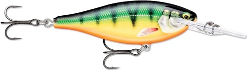Rapala - Shad Rap Elite Balsa Construction Shad Rap (Blei) - schwimmender Süßwasserköder - Schwimmtiefe 2,7 m - Größe 5,5 cm / 7g - Made in Estland - vergoldete Barsch