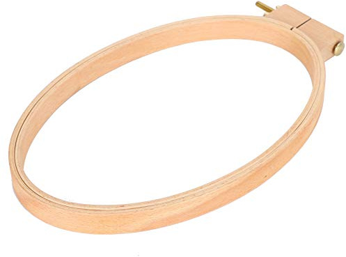 Anillo de Aro de Bordado de Madera con Tornillo Círculo Ovalado Ajustable Marco de Punto de Cruz Aro para Manualidades de Bordado de Punto de Cruz de Bricolaje Costura Práctica