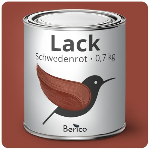 Berico Acryllack - Schwedenrot - 0,7 Kg - 4in1 Lack Buntlack Möbelfarbe Möbellack - Für Innen und Außen - Holz, Möbel, Metall & Fliesen