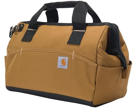 Carhartt Onsite Tool Bag, Durable Water-Resistant, Tool Storage Bag, Midweight, 16-Inch 17 Pocket, Carhartt Brown