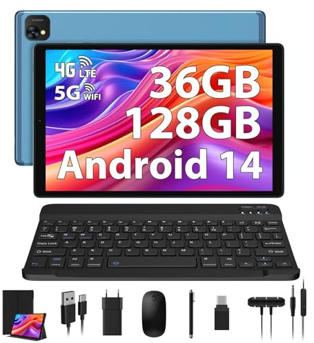 PIXPEAK Tablette 10 Pouces 4G LTE et 5G WiFi, Android 15.0 Octa-Core 2.0GHz, 36GB RAM, 128GB ROM(1TB Expandable), 1920 * 1200FHD, 13MP+8MP, Tablette avec Clavier etc, GPS/Bluetooth, Blu
