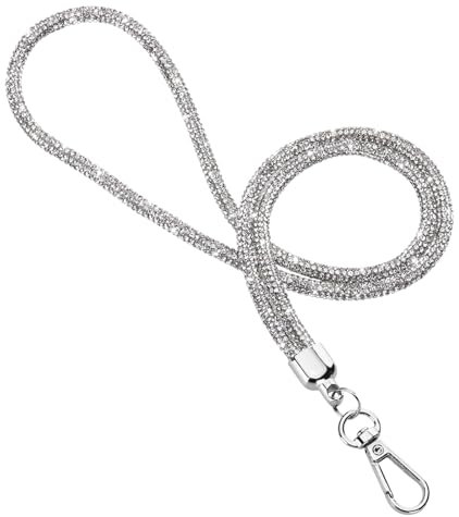 Soleebee Cadena para teléfono móvil universal para colgar, correa para teléfono móvil con brillantes brillantes, cadena para mujer, cordón para colgar compatible con cualquier smartphone, plata, M