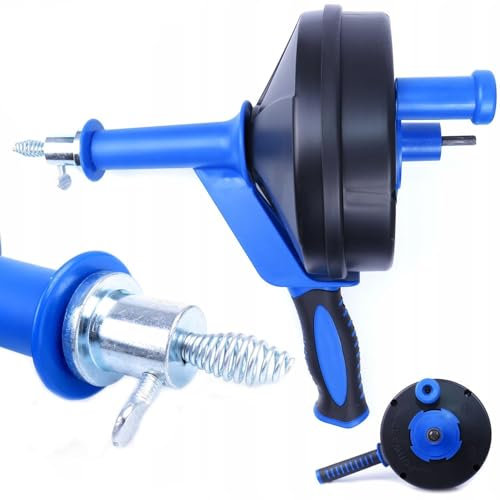 Greenfields 7.6m Drain Auger with Drill Adapter | Flexible 6.35mm Plumbing Snake for Hair Clog Removal | Manual or Powered Use Tool Clog Remover for Kitchen,Bathroom, Shower | Home or Professional Use