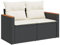 QJBSAVVA Garden Furniture Sets Lounge Möbel Outdoor Terassenmöbel Außen Gartencouch - Gartensofa mit Kissen 2-Sitzer Schwarz Poly Rattan für Garten Innenhof Alfresco Café Schwimmbad
