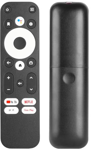 Röstfjärrkontroll kompatibel med MECOOL Smart Android TV Box KM2, KM2+, KM2 Plus, KM7 Plus, KD3, KD5, KP1,11.0 TV-box ersättare med Youtube Netflix PrimeVideo Google Play Knappar