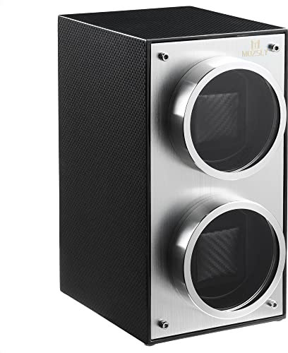 MOZSLY Double Watch Winder for Automatic Watches Fit Man Women Slef Winding Box Case with Quiet Motor 12 Rotation Modes Setting Piano Painting Black