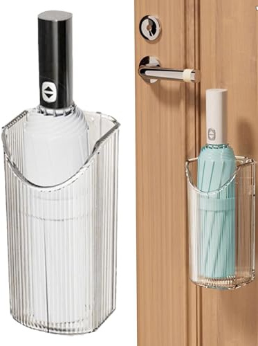 Paraguas, paragüero interior | Organizador de paraguas interior transparente sin taladrar | Elegante cubo de paraguas caja de almacenamiento y ahorra espacio para esquina en L