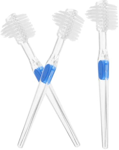 GARVALON 3stücke Zahnprothesenbürste Reinigungsbürste Doppelseitig Für Prothesen Transparente Prothesenbürste Mit Großem Kopf Und Abgewinkeltem Design Für Effektive