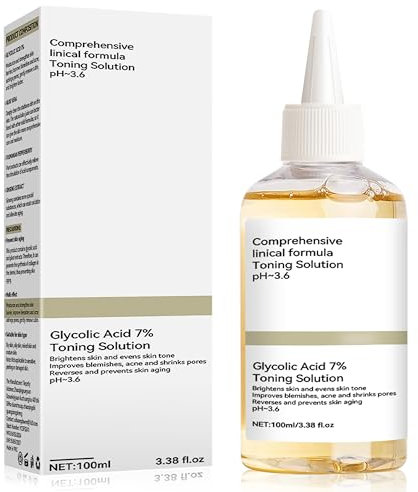 Acide Glycolique 7% Toning Solution, Convient à Tous les Types de Peau, Tonique Hydratant, Tonique Skincare Glycolic Acid, Exfolie, Imperfections, Acné