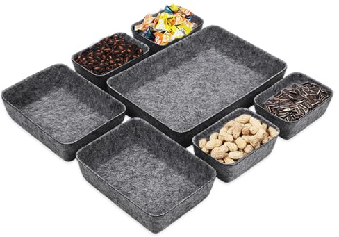 GIDWRIY 7 Pezzi Organizer Armadio Feltro,Organizzatore Cassetti Biancheria,Drawer Organizers Clothes,Organizzatori Trucchi Cassettis Porta Mutande per Scrivania Ufficio Trucco Armadios-Grigio Scuro