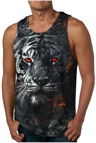ZDSUHYIW Camiseta de tirantes para hombre, sin mangas, con estampado de Tie-Dye, transpirable, para culturismo, para playa, fitness, tirantes, holgada, cómoda, informal
