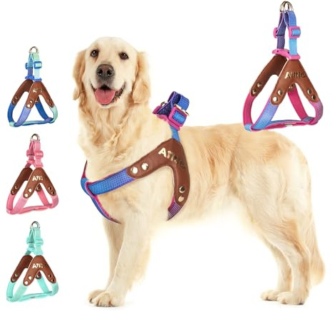 AIITLE Anti-Zug-Hundegeschirr – Weiche, verstellbare, reflektierende, gepolsterte Weste für kleine, mittelgroße und große Hunde, würgefrei beim Spazierengehen, Laufen und Camping, Rosa-Farbverlauf XL