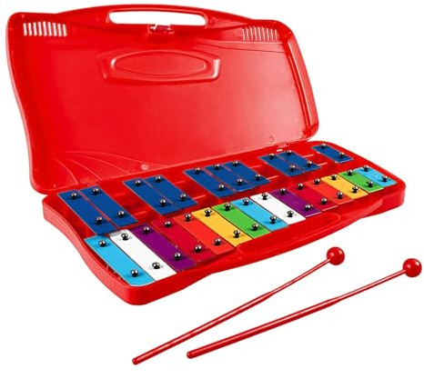 Glockenspiel med 25 toner, xylofon Glockenspiel, kromatiskt metallinstrument för barn, | Utrustning med musikinstrument för nyår, födelsedag, påsk, thanksgiving, dagar