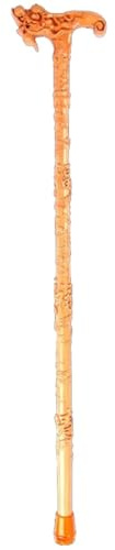 äldre människors käpp， Handskuren mobilitetsstång i persikoträ, födelsedag(85Cm(Use Height 156 165Cm))