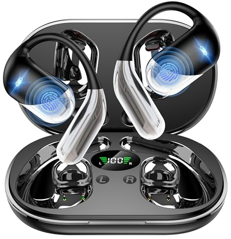 Cuffie Bluetooth Auricolari Bluetooth 6.1, Sport Cuffiette Wireless, Cuffie Open Ear 60 Ore di Riproduzione, Cuffie Senza Filo HiFi Stereo IP7 Impermeabili, Auricolare Bluetooth per iOS & Android