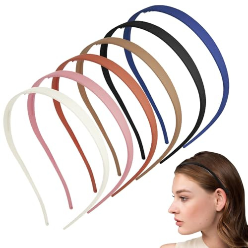 TRKETK 6 Pcs Headbands for Glasses Wearers, No Headache Sunglasses Thin Headbands Non-Slip Matte Plastic Teeth Ideal for Daily Use (Multicolor)