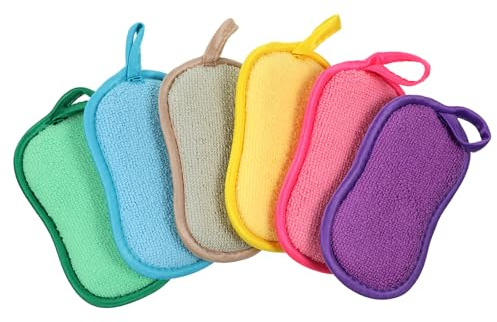 JJUNW 6 Stück Spülschwamm Waschbar Mikrofaser, 15×9×2cm Spülschwamm Groß