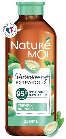 Naturé Moi - Shampooing Extra Doux - Soin des Cheveux poue le Normaux - Sans Sulfate - Amande Douce Bio - Douceur et Brillance - 95% d'Origine Naturelle - 250 ml - Fabriqué en France