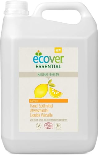 Liquide Vaisselle Essential, Détergent à Base de Plantes pour la Vaisselle, Parfum Citron, Bouteille de 5 Litres