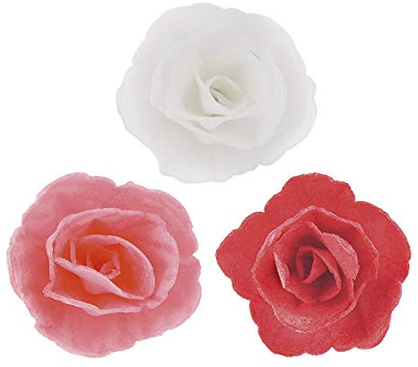 Dekora- Conf. 36 Rose in Cialda Decorazioni Commestibili per Torte, Multicolore, 126065