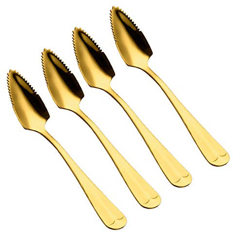 Choary 4 pack Grapefruit Spoons,6.1 inch Metal Stainless Steel gold Grapefruit Spoons.
