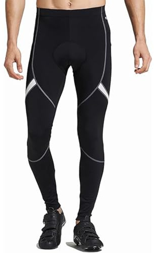 Santic - Pantalón de Ciclismo para Hombre, Invierno, para Hombre, Largo con cojín y pantalón de Bicicleta, diseño de Barry