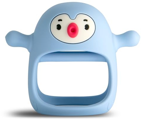 Smily Mia Baby Teething Toys for 0-6Months, Teethers for Babies 3-6Months | Penguin Teether | Hand Teether |Teething Mittens for Teething Relief, Baby Pacifier |Teething Pacifiers for Baby, Light Blue