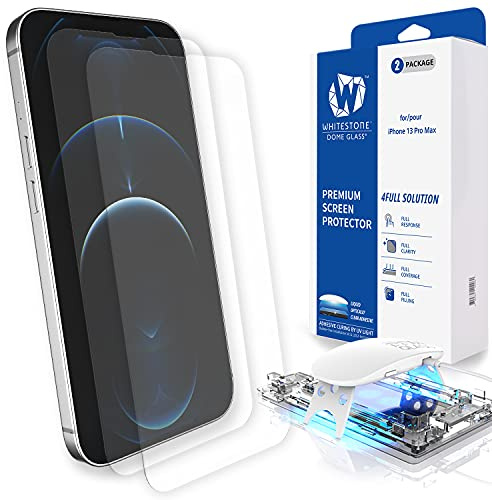 DOME GLASS Whitestone Screen Protector for iPhone 13 pro max (6.7), Full Tempered Glass Shield with Liquid Dispersion Tech [Easy to Install Kit] Smart Phone Screen Guard - 2pack