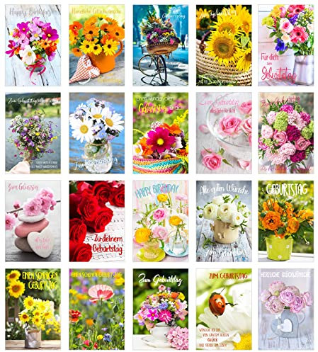 Edition Seidel Set 20 exklusive Premium Geburtstagskarten mit Umschlag. Glückwunschkarte Grusskarte zum Geburtstag. Geburtstagskarte Mann Frau Karten Billet Happy Birthday (SW02)