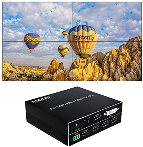 1080P @ 60HZ 2x2 Video Wall Controller 1 HDMI/DVI Ingressi 4 HDMI Uscita Video Processor Supporta la rotazione dello schermo di 180 gradi supporto 1X2 2X1 2x2 1X3 3X1 1X4 4X1