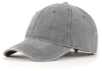 Zylioo XL/XXL Washed Cotton Baseball Cap Big Heads Caps Men Women Large Running Caps 23.5–25.5 in Vintage Sports Cap for Outdoor Golf Tennis Gray