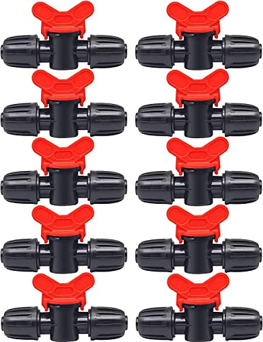 10 Pezzi Valvola di Intercettazione per Irrigazione a Goccia, Valvola di Controllo del Tubo Flessibile di Acquario Plastica per Tubo 16mm, per l'irrigazione di Prati e ​Giardin