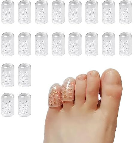 20 protezioni per dita in silicone, protezione per le dita, cuscinetti trasparenti per le dita dei piedi, coperture imbottite, alta elasticità, adatto per camminare, corsa, escursionismo