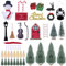 RoadLoo Wichteltür Zubehör Weihnachten Set,40 Stück Weihnachtsbaum Mini Künstlich Weihnachtswichtel Tür Set Miniatur Tannenbaum Grün Mini Christmas Tree Weihnachts Baum Wichtelhaus für DIY Weihnachten