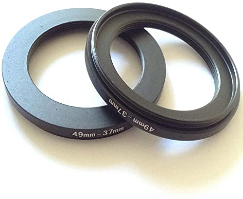2pcs Size 49mm To 37mm Step-Down Rings Connector Digital Cameras Lens Switch Connect 49-37mm Filter Aperture Adapter Circle Screws 49-37 Picture Fixed Focus Photograph-y Parts Accessories