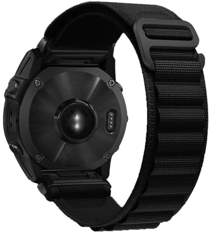 RoYiio Nylon Sportarmband für Garmin Quatix 8 51mm/Quatix 7X/6X/Tactix 8 51mm/Tactix 7Pro/Fenix8 51 mm/Fenix 7X Pro/6X Pro Armband Atmungsaktiv QuickFit 26mm Ersatzband für Enduro 3/2/1 (Schwarz)