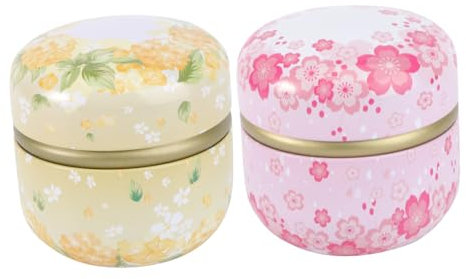 SHOWERORO 2pezzi Barattoli Per Tè Sfuso in Latta Dura Metallo Contenitori Per Tisane Profumate Vasetti Delicati e Resistenti Per Conservazione Alimentare Piccoli e Decorativi in Rosa e
