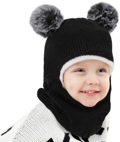 AYPOW Pasamontañas Térmicos de Invierno 1-6 Años Niño Niñas Bebés, Gorro de Punto Multifunción Resistente al Viento Cálido con Forro Polar, Máscara Mascarilla Sombreros Bufanda Calentador de Cuello