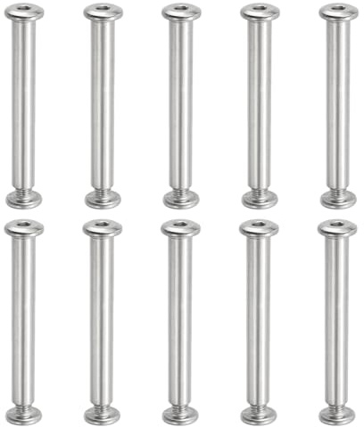PATIKIL Hex Chicago Screws, 10 Set Binding Screw Posts M6 x 60 mm Connecting Hex Drive Socket Cap Bolt Nuts for Scrapbook Leather Belt Album Photo Furniture Repair, Silver