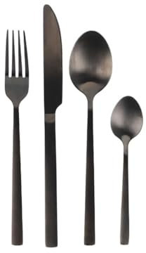BERGER Besteck-Set | 16-tlg. Besteckset Essbesteck aus rostfreiem Edelstahl | Hochwertiges Tafelbesteck Besteck Set mit Messer Gabel Löffel | Spülmaschinenfest und langlebig (Schwarz matt)